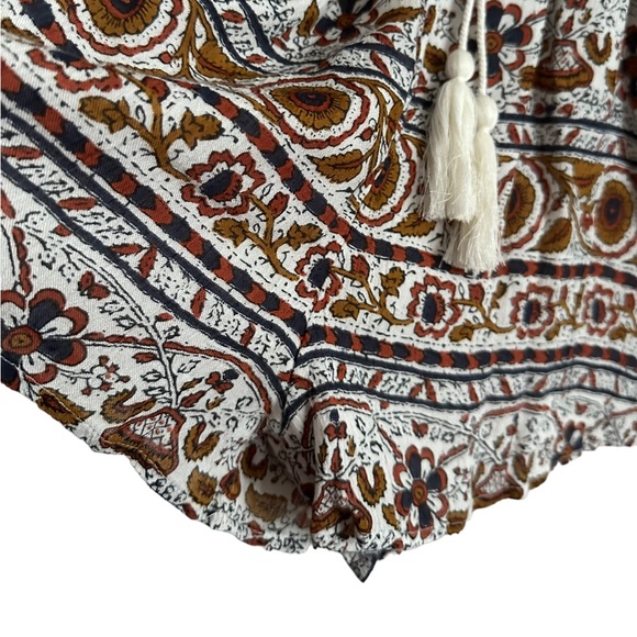 Oneill Printed Romper Bell Sleeves Wrap V Neck Adjustable Waist Tassels Size S - Picture 6 of 17